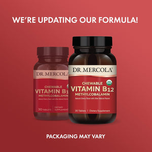 Dr. Mercola Organic Chewable Vitamin B12 Dietary Supplements, 30 Servings (30 Tablets), Natural Cherry Flavor with Other Natural Flavors, Non GMO, Gluten Free, Soy Free, USDA Organic