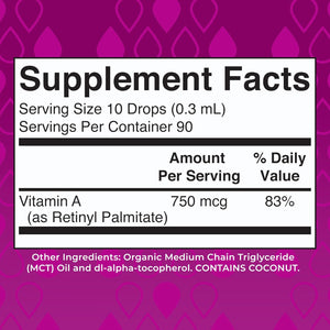 MARYRUTH'S Organics USDA Organic Vitamin a Liquid Drops | 3 Month Supply | Bone Health for Ages 14+ | Essential Vitamin | 750Mcg per Serving | Sugar Free | Vegan | Non-Gmo | Gluten Free | 1Oz