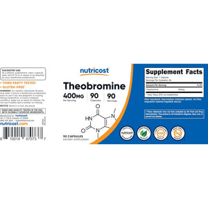 Nutricost Theobromine 400Mg, 90 Vegetarian Capsules - Gluten Free, Non-Gmo