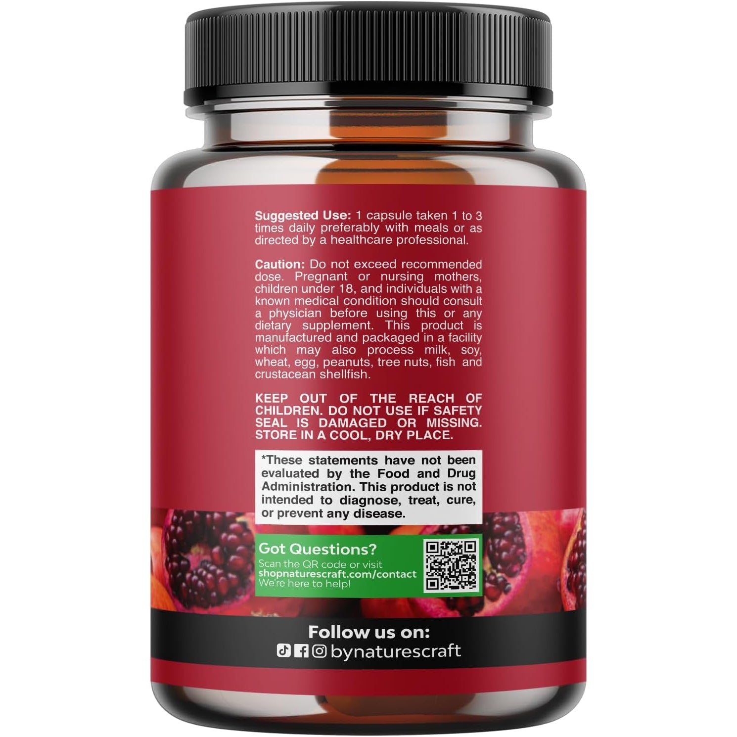 Advanced Pomegranate Extract Capsules - Powerful Antioxidant & Healthy Heart Support - Easy to Swallow Pomegranate Supplement - Superfood for Energy & Gut Health Support - Third Party Tested - 60 Ct