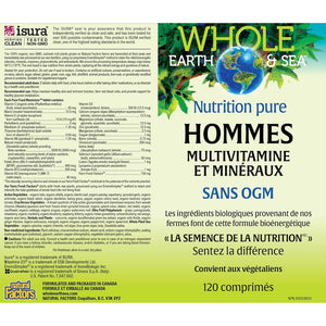 Natural Factors Whole Earth & Sea Men'S Multivitamin & Mineral - Daily Health Supplement for Men under 50 - Vegan, Non-Gmo & Gluten-Free - 120 Tablets (60 Servings)