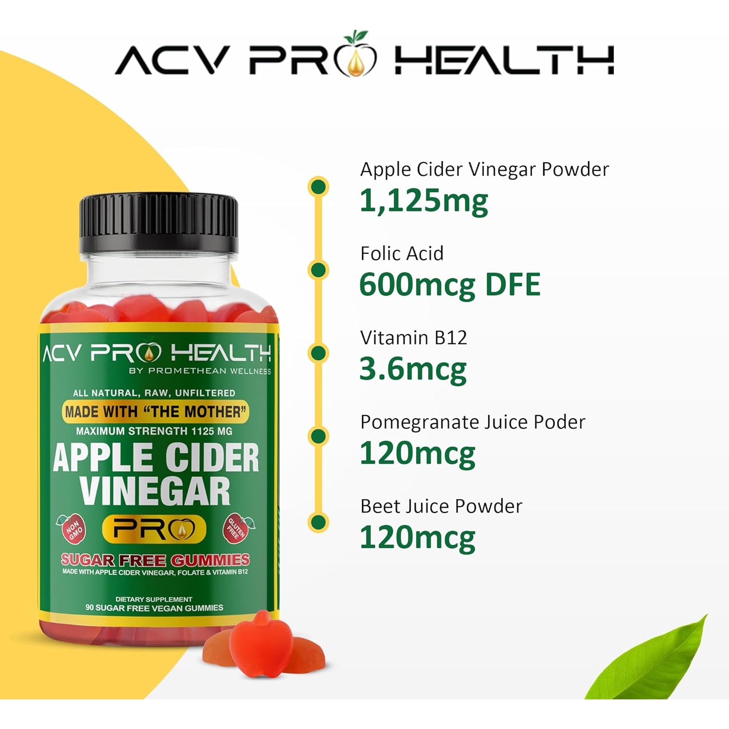 ACV with Sugar Makes No Sense! Apple Cider Vinegar Gummies Sugar Free Low Carb Advanced Keto Acv Gummies Keto Gummy Detox Cleanse (90 Count)
