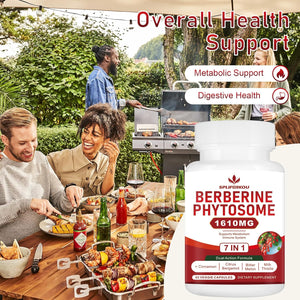 7-In-1 Berberine Phytosome with Ceylon Cinnamon, Berberine Complex Supports Metabolic, Liver Function and Immune System, Non-Gmo - 60 Capsules