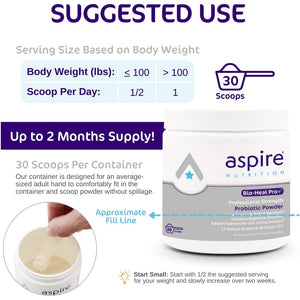 Aspire Nutrition Bio-Heal Pro+ 6-In-1 Probiotic Powder Supplement – Daily Probiotic Formula for Women, Men, and Kids - 30 Day Supply