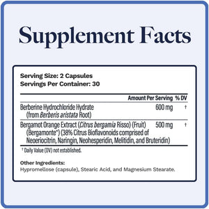 Utzy Naturals Berbercol | 500Mg Citrus Bergamot (As Bergamonte) & Berberine | Naturally Supports Heart Health and More | 60 Capsules