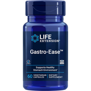 Life Extension Gastro-Ease™, Zinc L-Carnosine, Pylopass™ Lactobacillus Reuteri Probiotics, Digestion Supplement, Gut Health, Stomach Comfort, Gluten-Free, Non-Gmo, Vegetarian, 60 Capsules