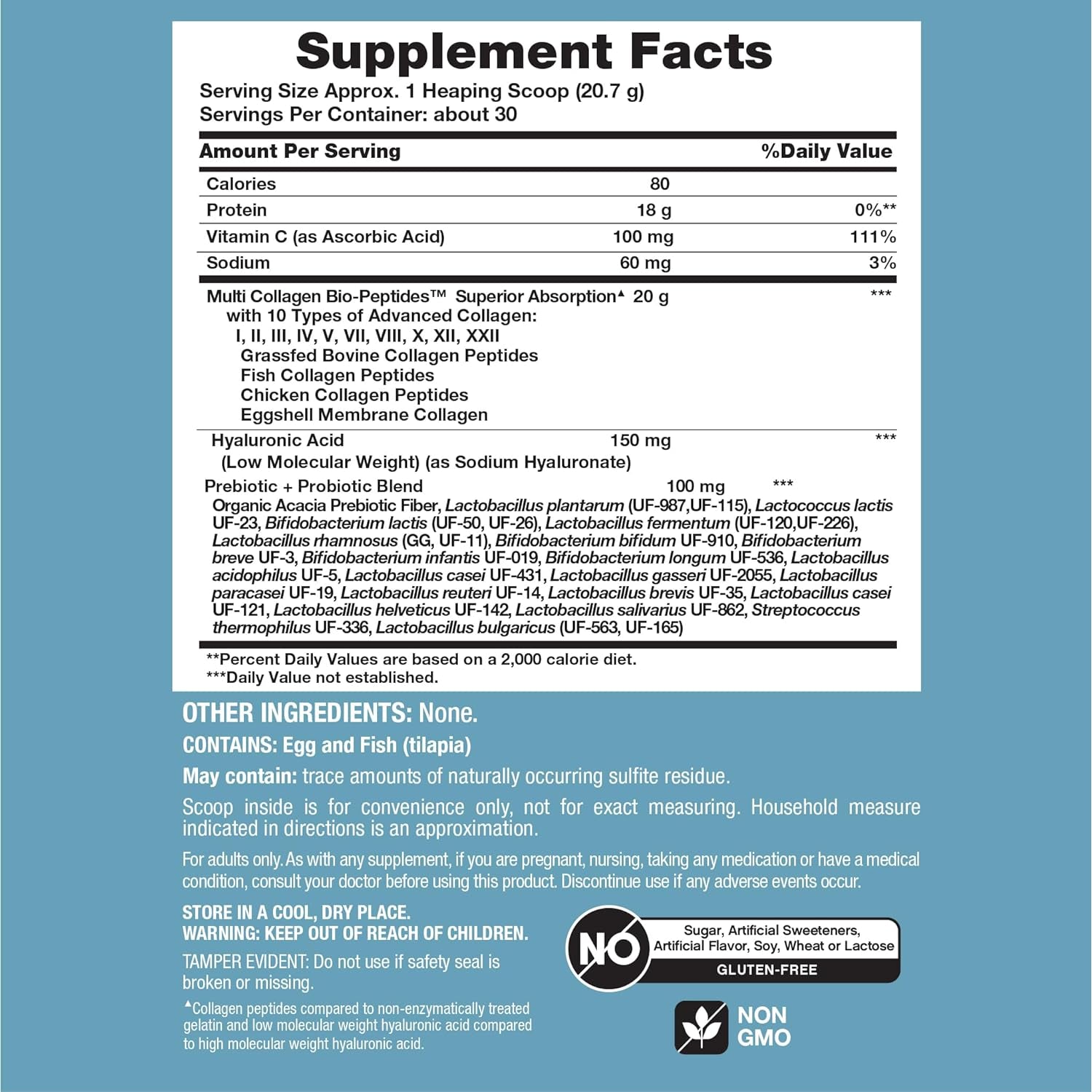 Neocell Multi Collagen Bio-Peptides Powder | 22Oz | Advanced with Hyaluronic Acid and Vitamin C | 10 Super Types of Collagen | Superior Absorption | Grassfed Protein Supplement