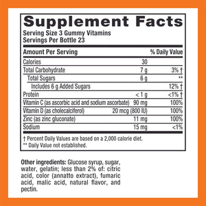Zicam Daily Immune Support, Gummy Supplement, Zinc, Vitamin C and Vitamin D, Citrus Strawberry Flavor, 70 Count