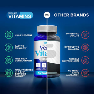 We like Vitamins Vein Vitality 1250Mg Diosmin Hesperidin Complex for Varicose Veins Treatment, Horse Chestnut, Butchers Broom, Bioflavonoids - Supports Blood Circulation for Leg Veins- 60 Capsules