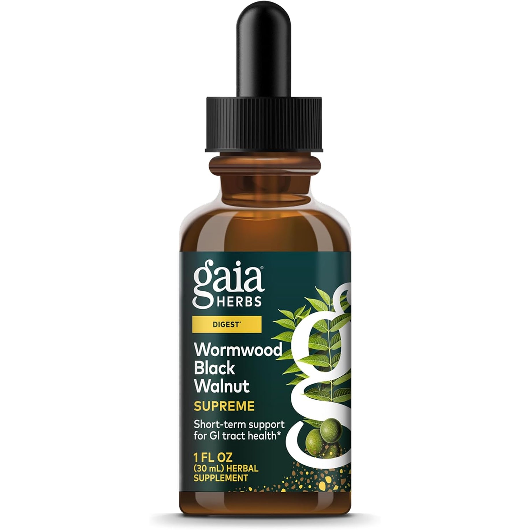 Gaia Herbs Wormwood Black Walnut Supreme - Digestive Support Supplement - Intestinal & Gut Health Support* - Ginger Root, Wormwood & Black Walnut - 1 Fl Oz Liquid Extract (30 Servings)