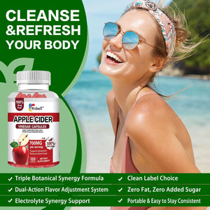 Apple Cider Vinegar Capsules 700Mg - 120 Count | Extra Strength ACV with the Mother | Supports Weight Management, Digestion, Metabolism & Immune | Vegan, Non-Gmo, Gluten-Free| Pack of 2