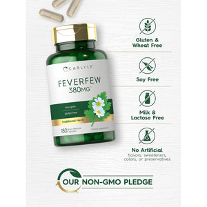 Carlyle Feverfew Capsules | 180 Count | Traditional Herb Extract | Non-Gmo, Gluten Free