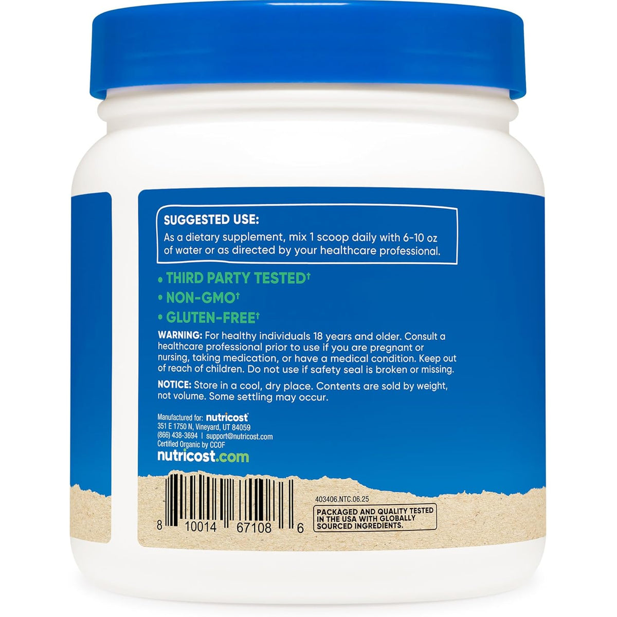 Nutricost Organic Inulin Powder 1LB (454 Grams) 7 Grams of Fiber per Serving - from Chicory Root - Certified USDA Organic
