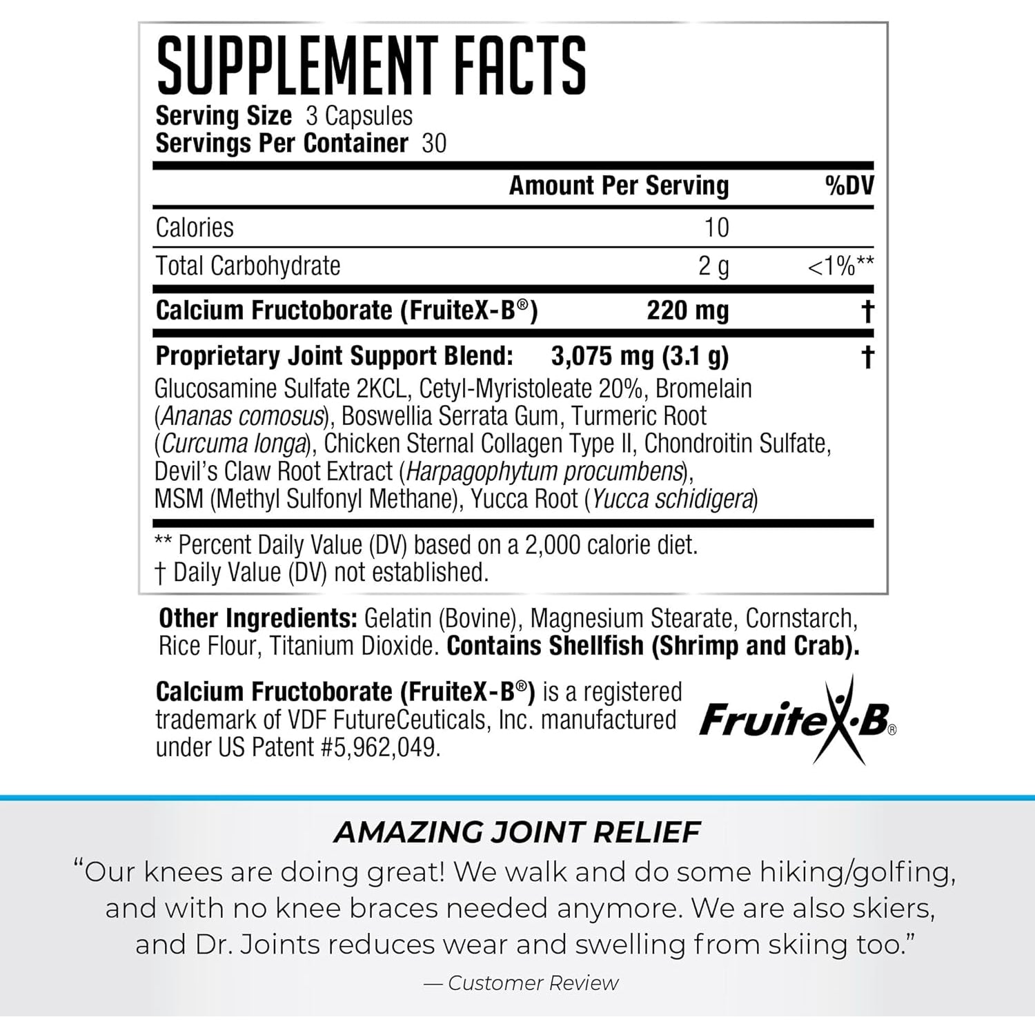 Dr. Joints NDS Nutrition Advanced - Joint Health Formula with Fruitex-B, Glucosamine & Chondroitin - Improved Mobility & Flexibility - 90 Capsules