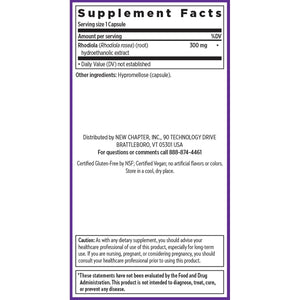 New Chapter Rhodiola Force 300Mg with Potent Vegan Rhodiola for Mental Focus & Stamina, Endurance + Mood Support + Stress Adaptogen + Non-Gmo Ingredients - 30 Count