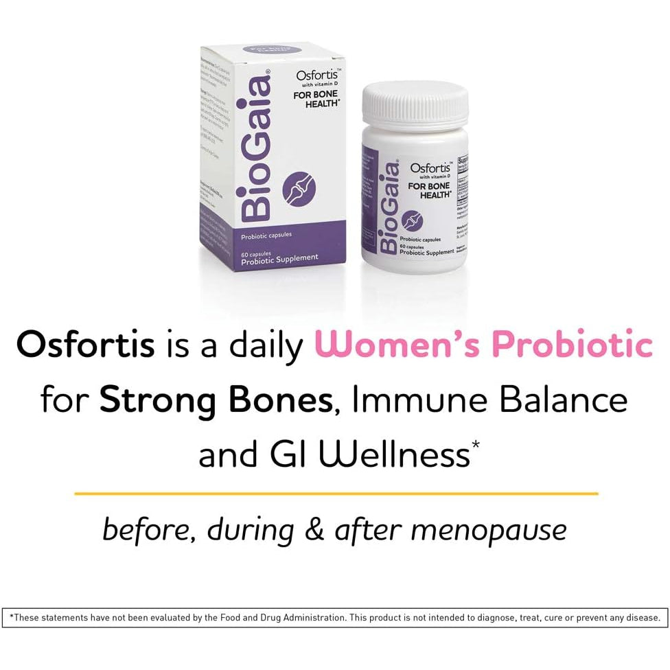 Biogaia Osfortis, Women’S Probiotic for Strong Bones, Immune Balance & GI Wellness, Contains L. Reuteri 6475, 60 Capsules, 1 Pack