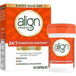 Align Probiotic, 24/7 Digestive Support*§, Probiotics for Women and Men, Probiotics for Digestive Health, Men and Womens Probiotic Capsules Help Relieve Occasional Bloating & Gas*, 56 Capsules