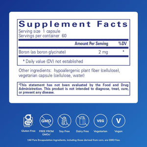 Pure Encapsulations Boron (Glycinate) | Supplement for Hormone Balance, Bone Strength and Health, Connective Tissue, and Nutrient Metabolism* | 60 Capsules