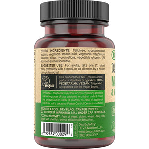 DEVA Vegan Multivitamin for Women & Men with Iron, Vitamin C, E, B Complex Vitamins, Zinc, 90 Tiny Tablets