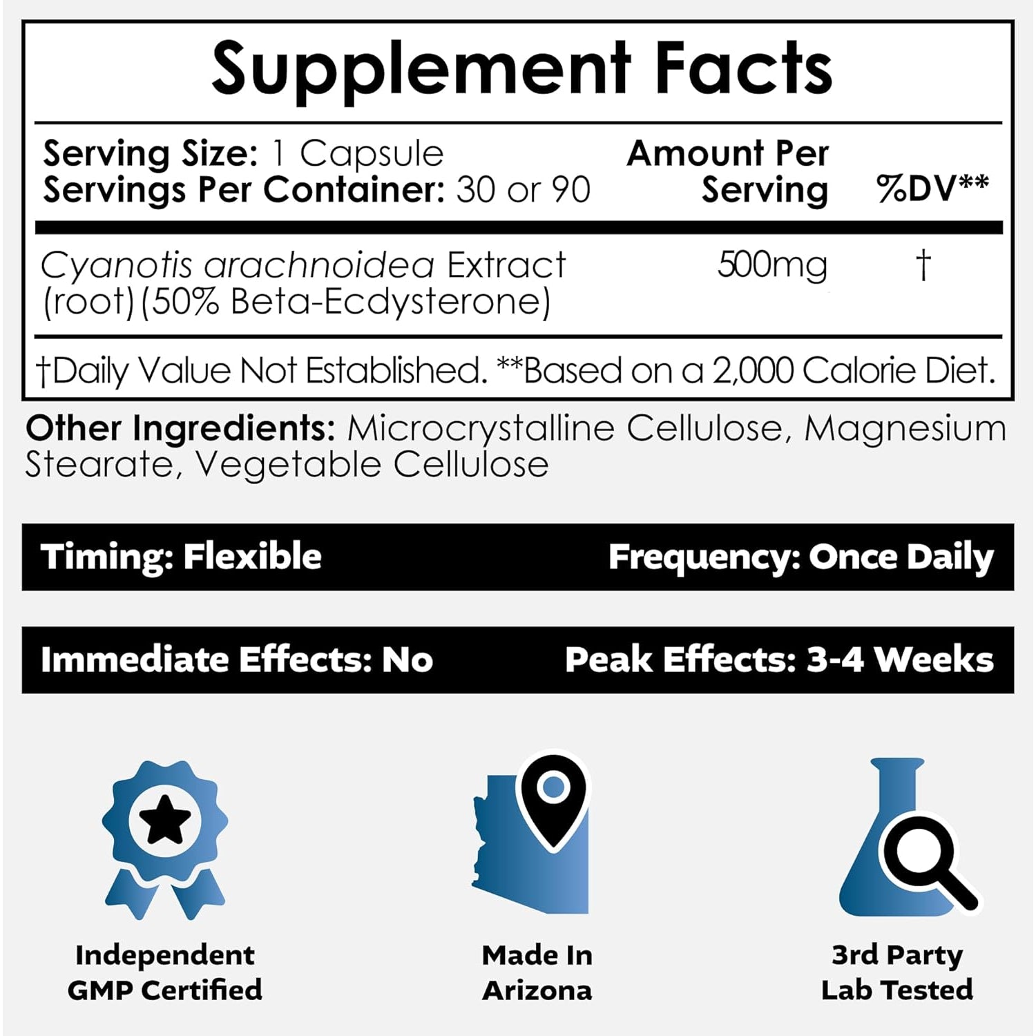 Nootropics Depot Beta Ecdysterone/20-Hydroxyecdysone 50% Capsules | 500Mg | Cyanotis Arachnoidea Extract | Phytoecdysteroid | 30 Count