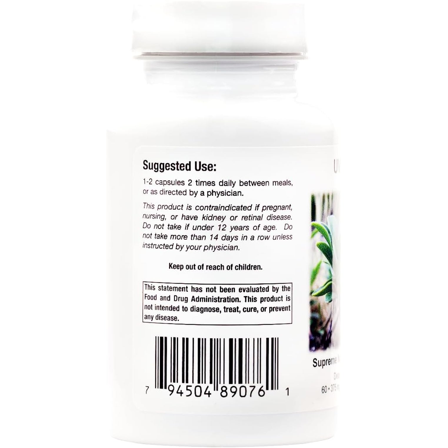 Supreme Nutrition Uva Ursi, 60 Pure Bearberry Vegetarian Capsules