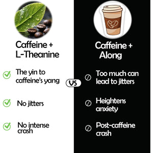 L-Theanine Supplement with Caffeine, Organic Liquid Caffeine 50Mg W. L-Theanine 100Mg, Vitamin B12 B6 for Focused Energy, Alertness & Recess Mood, Nootropic Brain Drops for Women & Men丨30 Days Supply