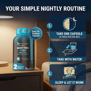 Herbtonics Night Time Burn & Sleep Complex Supports Overnight Metabolism, Stress Relief & Deep Sleep. Includes Melatonin, Valerian and Green Tea – Vegan Bedtime Weight Management (60 Capsules)