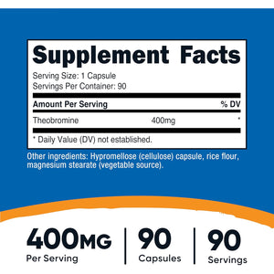 Nutricost Theobromine 400Mg, 90 Vegetarian Capsules - Gluten Free, Non-Gmo
