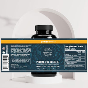 Primal Harvest Restore for Gut Health, Primal Gut Restore W/Postbiotics, Prebiotics and Probiotics for Women and Men, 60 CT - Digestion, Colon Cleanse, Immunity Support - Helps Leaky Gut Repair