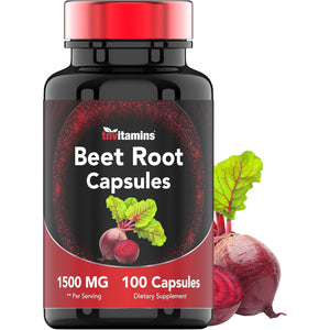 Beet Root Capsules 1500 Mg - 100 Capsules | Beet Root Powder Extract Capsules | Non-Gmo & Gluten-Free | Produced in the USA | Tnvitamins