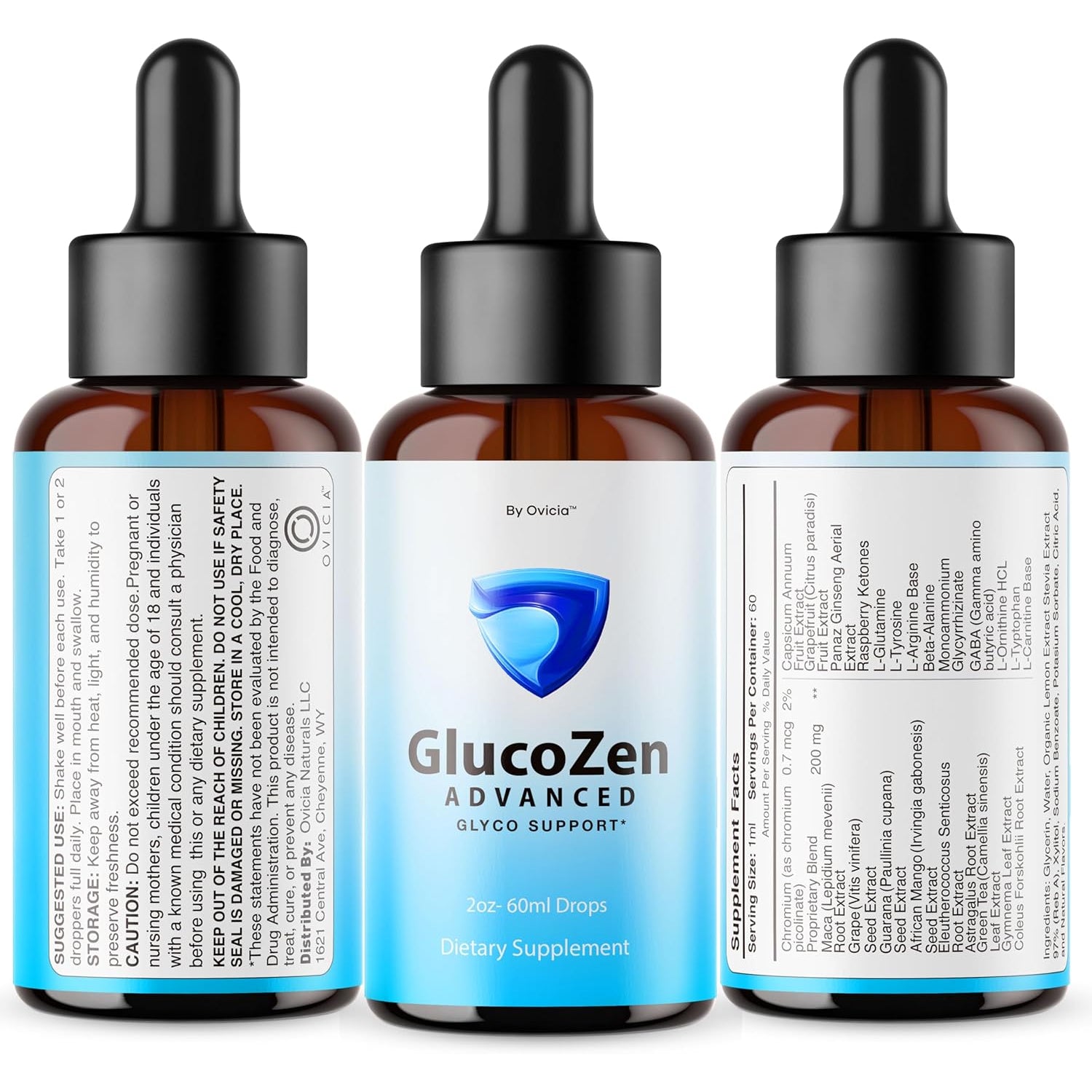 Glucozen Drops - Official Glucozen Oral Liquid Drops Advanced Premium Formula Maximum Strength, All Natural Ingredients Vitamins for Overall Health & Wellness, 1 Bottle for 1 Month