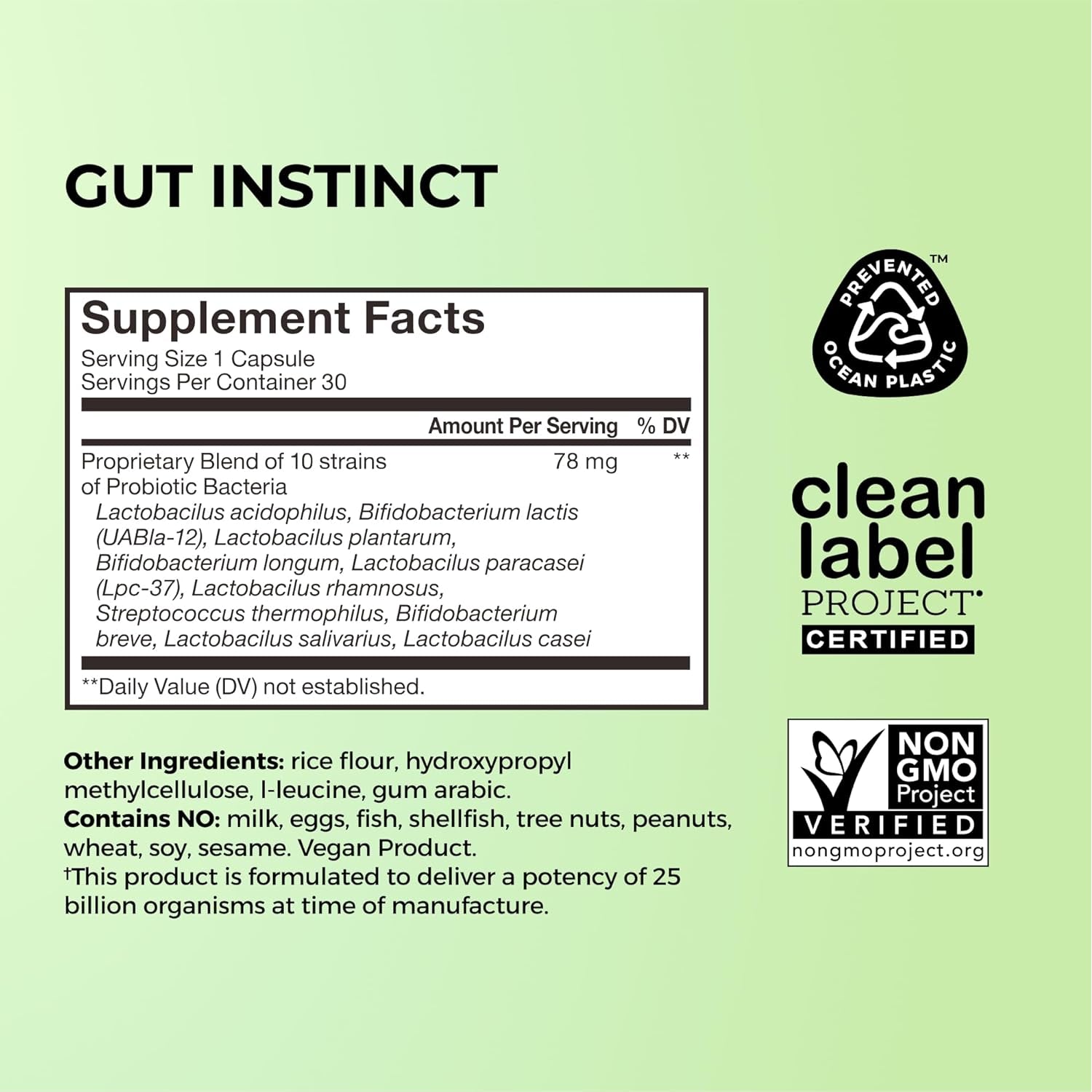 HUM Gut Instinct Daily Probiotics for Women and Men, Digestive Health, Lactobacillus, Bifidobacterium Strains for Immune Support, Probiotic Supplement for Healthy Gut Diversity, 30 Capsules