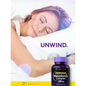 Carlyle Melatonin 40Mg Complex | 150 Fast Dissolve Tablets | Extra Strength Support | with Ashwagandha and Chamomile | Vegetarian, Non-Gmo, Gluten Free Supplement