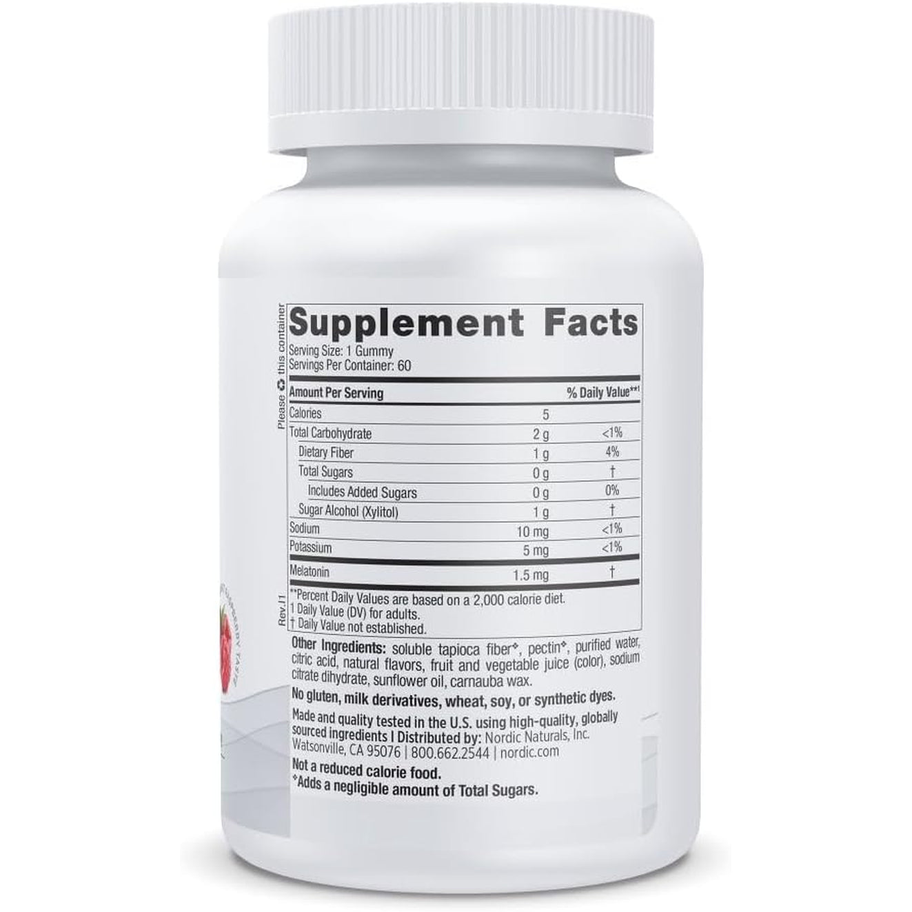 Nordic Naturals Zero Sugar Melatonin Gummies, Raspberry - 60 Gummies - 1.5 Mg Melatonin - Great Taste - Restful Sleep, Antioxidant Support - Non-Gmo, Vegan - 60 Servings