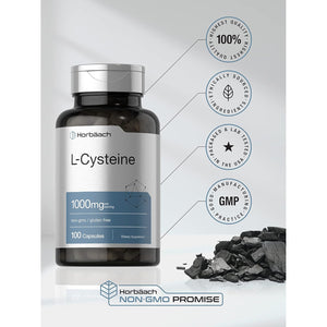 Horbäach L-Cysteine 1000Mg | 100 Powder Capsules | Non-Gmo, Gluten Free Supplement