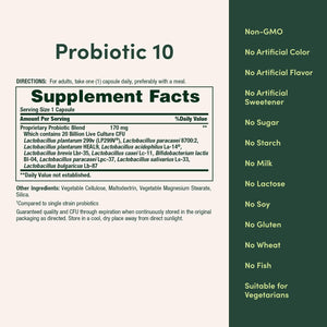 Nature'S Bounty Probiotic 10 Daily Probiotic Supplement for Digestive, Immune, and Upper Respiratory Support, Ultra Strength, 30 Capsules 1 Pack