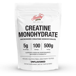 HEARTHY FOODS Creatine Monohydrate Micronized Powder 500G - 100 Servings, 5000Mg per Serving (5G) - for Men & Women Muscle Growth & Recovery - UNFLAVORED