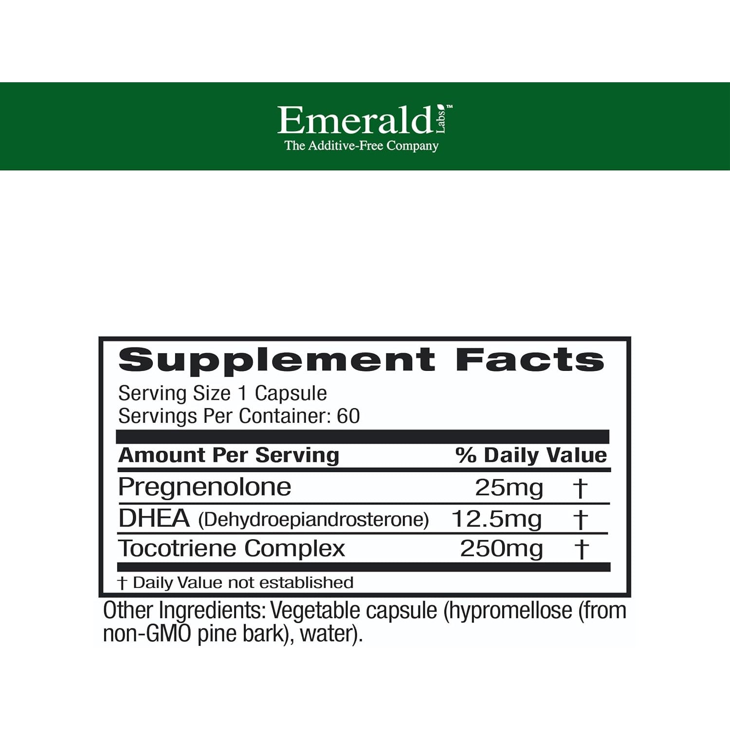 Emerald Labs DHEA 25Mg - Adrenal Support Supplement to Help Hormone Balance* - Includes DHEA - Gluten-Free - 60 Vegetable Capsules (30-Day Supply)