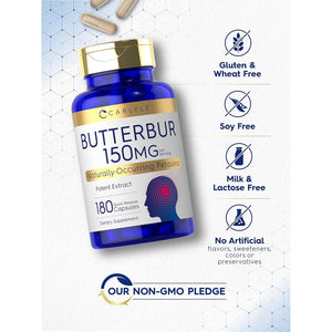 Carlyle Butterbur Supplement 150 Mg | 180 Capsules | PA Free Root Extract | Petasites Hybridus | Non-Gmo and Gluten Free