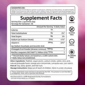 Feminine Balance Gummies, Premium Feminine Balance Gummies, Vegan Hawaiian Pineapple, Vaginal Health Support, Gluten-Free, 60 Gummies (1)