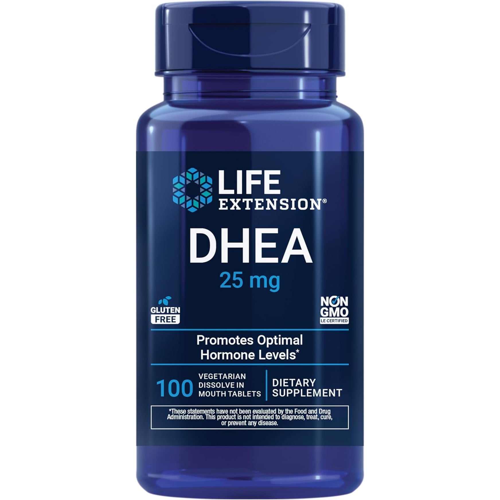 Life Extension DHEA 25 Mg – Hormone Balance Supplement, Memory, Muscle Health, Bone Health, Men’S Health, Women’S Health, Gluten-Free, Non-Gmo, Vegetarian, 100 Dissolve-In-Mouth Tablets