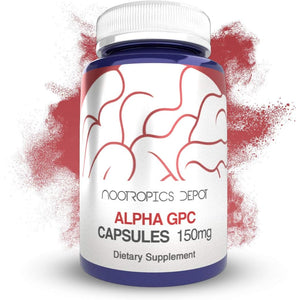 Nootropics Depot Alpha GPC Capsules | 150Mg | 180 Count | Cholinergic Supplement | Brain Health Supplement | Supports Healthy Brain Function | Enhance Cognition, Memory + Focus