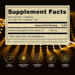 Pure Therapro Rx S-Acetyl Glutathione Gold 100Mg, Made in USA - 4 Month Supply | Acid Resistant Capsules | Patented Acetylated Form of Glutathione | Zero Fillers, Pharmaceutical Grade, Non GMO