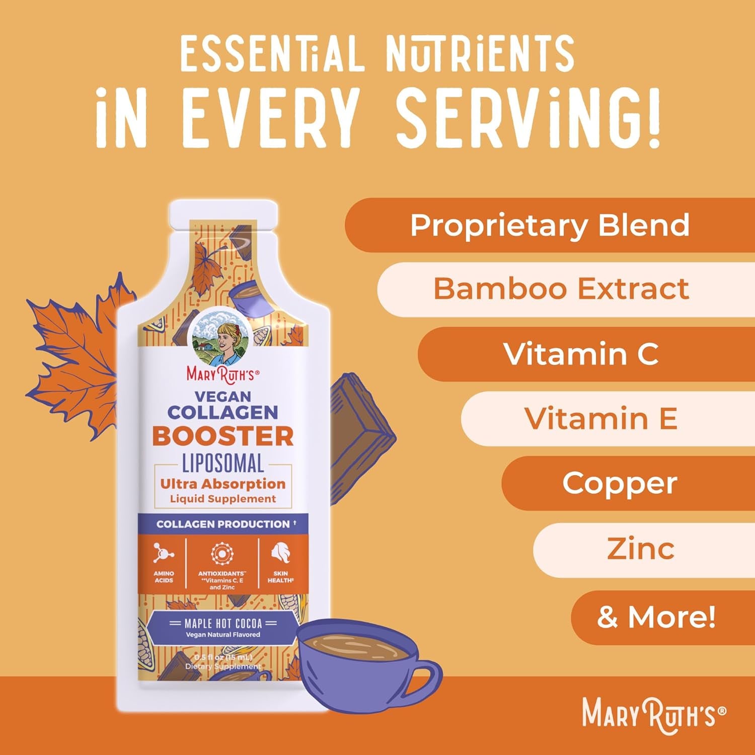 Maryruth Organics Collagen Booster Liposomal | Sugar Free | Liquid Collagen Booster with VIT C, E, Zinc,Copper&Silica | Skin Care&Joint Support Supplement | Vegan | Non-Gmo | Gluten Free | 14 Serving