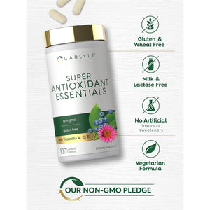 Carlyle Antioxidants Supplement | 100 Caplets | Nutritional Complex | Vitamin A, C, E | Non-Gmo, Gluten Free Formula