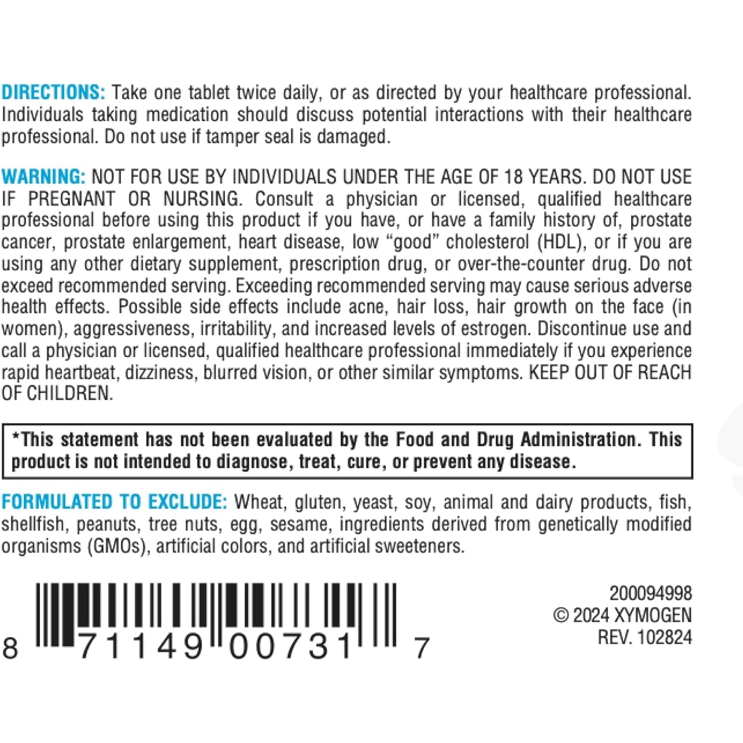 XYMOGEN DHEA Micronized - 25 Mg Dehydroepiandrosterone - Androgen and Estrogen Support - Gluten-Free, Soy Free & Dairy Free - 60 Tablets