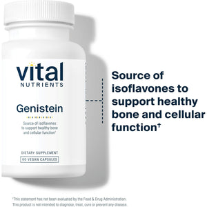 Vital Nutrients Genistein - Easily Absorbed Isoflavones for Bone Health Support* - Vegan Supplement - Gluten and Dairy Free - Non-Gmo - 60 Capsules