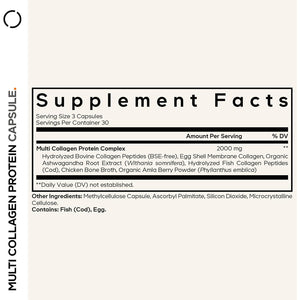 Codeage Multi Collagen Peptides Protein Capsules, 5 Collagen Types, Grass-Fed & Hydrolyzed Bovine Collagen Pills Supplement, Ashwagandha, Amla Berry Vitamins, Collagen Peptides - 90 Capsules