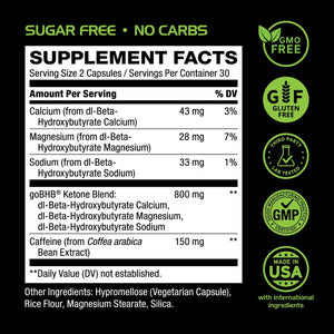Keto BHB Exogenous Ketones Supplement - BHB Science Keto Diet Pills with Patented Gobhb and Caffeine for Natural Energy Focus Body Sculpting & Ketosis Support - Vegetarian & Non-Gmo (1 Month Supply)