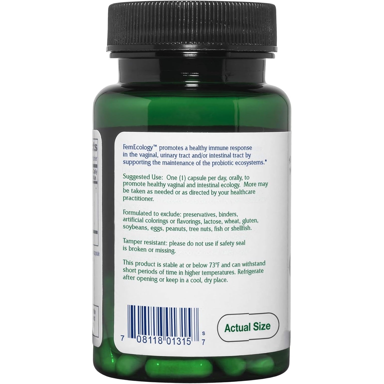 Vitanica Femecology, Vaginal and Intestinal Probiotic Support, Vegetarian, 30 Capsules